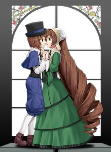 Rating: Safe Score: 0 Tags: 2girls blue_dress brown_hair dress drill_hair flower full_body green_dress green_eyes hat head_scarf holding_hands image interlocked_fingers long_hair long_sleeves looking_at_another multiple_girls nagian pair pantyhose rose rozen_maiden sash short_hair siblings sisters souseiseki standing suiseiseki top_hat twin_drills twins very_long_hair white_legwear window yuri User: admin