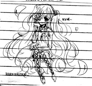 Rating: Questionable Score: 0 Tags: 1girl auto_tagged bdsm bondage bound greyscale image kirakishou long_hair monochrome sketch solo striped thighhighs very_long_hair User: admin