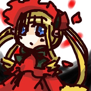 Rating: Safe Score: 0 Tags: 1girl blonde_hair blue_eyes dress hat image shinku solo striped vertical_stripes User: admin