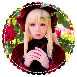 Rating: Safe Score: 0 Tags: 1girl bangs blonde_hair blue_eyes bonnet dress eyelashes flower frills hat lips long_hair long_sleeves looking_at_viewer red_flower red_headwear red_rose rose shinku solo upper_body User: admin