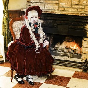 Rating: Safe Score: 0 Tags: 1girl argyle argyle_background blonde_hair bonnet checkered checkered_background checkered_floor chess_piece dress flower lolita_fashion long_hair red_dress shinku shoes solo tile_floor tiles traditional_media white_hair User: admin