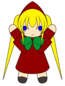 Rating: Safe Score: 0 Tags: 1girl :< blonde_hair blue_eyes bow bowtie capelet chibi dress full_body image long_hair looking_at_viewer red_dress shinku simple_background solo standing twintails white_background User: admin