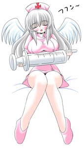 Rating: Safe Score: 0 Tags: 1girl angel_wings blush breasts closed_eyes dress hat image long_hair nurse nurse_cap oversized_object pink_footwear pink_legwear simple_background sitting slippers solo suigintou syringe wings User: admin
