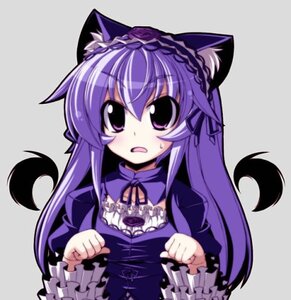 Rating: Safe Score: 0 Tags: 1girl animal_ears cat_ears dress frills hairband image kemonomimi_mode lolita_fashion lolita_hairband long_hair long_sleeves paw_pose purple_eyes purple_hair simple_background solo suigintou tail upper_body User: admin