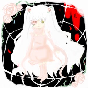 Rating: Safe Score: 0 Tags: 1girl bouquet dress flower image kirakishou long_hair petals pink_flower pink_rose red_rose rose rose_petals solo thorns veil vines white_flower white_hair white_rose User: admin