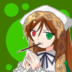 Rating: Safe Score: 0 Tags: 1girl brown_hair chopsticks dress eating food green_background green_eyes heterochromia image long_hair long_sleeves red_eyes ribbon solo suiseiseki upper_body User: admin