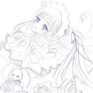 Rating: Safe Score: 0 Tags: 1girl blush dress drill_hair frills image lineart long_hair long_sleeves looking_at_viewer monochrome shinku solo twin_drills very_long_hair User: admin
