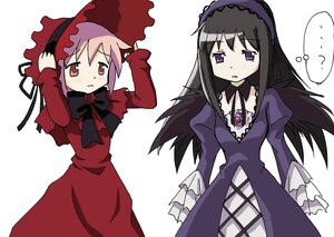 Rating: Safe Score: 0 Tags: ... 2girls ? akemi_homura auto_tagged black_hair blush bonnet bow costume_switch dress hairband image lolita_fashion long_hair multiple_girls pair pink_hair purple_eyes ribbon shinku suigintou wings User: admin