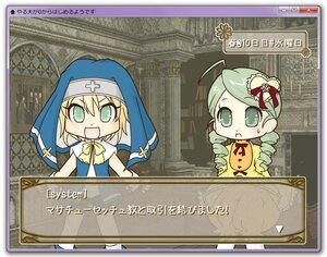 Rating: Safe Score: 0 Tags: 2girls blonde_hair chibi drill_hair green_eyes green_hair image kanaria multiple_girls nun open_mouth ribbon smile solo User: admin