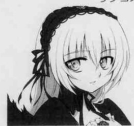 Rating: Safe Score: 0 Tags: 1girl bangs closed_mouth greyscale hair_ribbon hairband image looking_at_viewer monochrome portrait ribbon simple_background smile solo suigintou User: admin