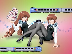 Rating: Safe Score: 0 Tags: black_legwear brown_hair heterochromia image long_hair multiple_girls pair pantyhose pencil_skirt red_eyes ribbon sitting souseiseki star_(symbol) suiseiseki twins User: admin