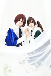 Rating: Safe Score: 0 Tags: 2girls brown_hair dress heterochromia holding_hands long_sleeves looking_at_viewer multiple_cosplay multiple_girls red_eyes short_hair siblings sisters souseiseki suiseiseki tagme twins User: admin