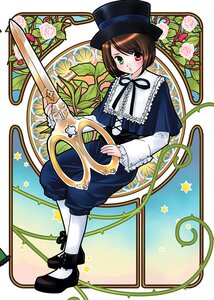 Rating: Safe Score: 0 Tags: 1girl blush brown_hair dress flower frills full_body green_eyes hat heterochromia image long_sleeves looking_at_viewer red_eyes rose short_hair solo souseiseki star_(symbol) top_hat white_legwear User: admin