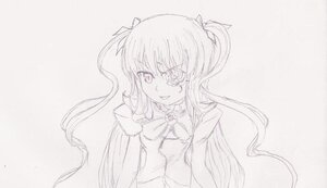 Rating: Safe Score: 0 Tags: 1girl barasuishou bow hair_ribbon image kaname_madoka long_hair looking_at_viewer monochrome ribbon simple_background solo two_side_up upper_body User: admin