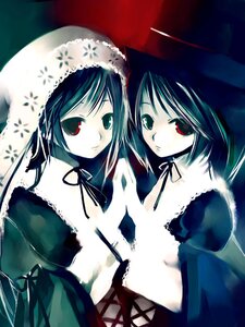 Rating: Safe Score: 0 Tags: 2girls bangs collar dress expressionless frills green_eyes hat heterochromia holding_hands image kei_(keigarou) long_hair long_sleeves looking_at_viewer multiple_girls pair photoshop_(medium) red_eyes ribbon rozen_maiden siblings sisters souseiseki suiseiseki swept_bangs top_hat twins upper_body veil User: admin