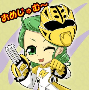 Rating: Safe Score: 0 Tags: 1girl ahoge dress dual_wielding green_eyes green_hair gun holding image kanaria one_eye_closed open_mouth smile solo weapon User: admin