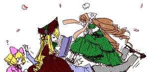 Rating: Safe Score: 0 Tags: 1boy 3girls blonde_hair bonnet bow brown_hair closed_eyes cup doll dress drill_hair fallen_down frills goshiki_suzu green_dress hat hina_ichigo image long_hair long_sleeves lowres multiple multiple_girls pants petals pink_bow red_dress rozen_maiden shinku simple_background stomping suiseiseki sweater tagme twintails very_long_hair watering_can white_background User: admin