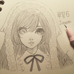 Rating: Safe Score: 0 Tags: 1girl animal_print bangs closed_mouth floral_print image long_hair looking_at_viewer monochrome neck_ribbon portrait ribbon solo suiseiseki traditional_media User: admin