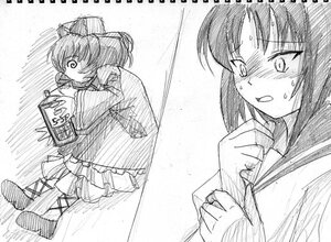 Rating: Safe Score: 0 Tags: 2girls blush greyscale hat hinaichigo image kashiwaba_tomoe long_sleeves monochrome multiple_girls solo User: admin
