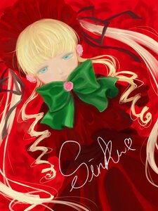 Rating: Safe Score: 0 Tags: 1girl blonde_hair blue_eyes bonnet bow bowtie capelet dress drill_hair flower green_bow green_neckwear image long_hair long_sleeves looking_at_viewer red_capelet red_dress red_theme rose shinku solo twintails very_long_hair User: admin