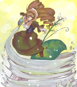 Rating: Safe Score: 0 Tags: 1girl boots bow brown_hair dress drill_hair frills full_body green_eyes heterochromia long_hair long_sleeves looking_at_viewer red_eyes solo suiseiseki twin_drills twintails very_long_hair watering_can yellow_background User: admin