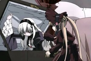 Rating: Safe Score: 0 Tags: 2girls black_dress blonde_hair dress frills hairband image long_hair long_sleeves multiple_girls pair shinku sitting suigintou very_long_hair wings User: admin