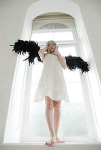 Rating: Safe Score: 0 Tags: 1girl barefoot black_hair closed_eyes dress feathered_wings feathers harpy long_hair solo standing suigintou white_dress window wings User: admin