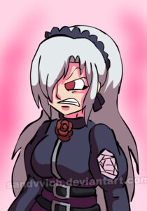 Rating: Safe Score: 0 Tags: 1girl belt blood breasts flower grey_hair image long_hair maid_headdress pink_background ponytail red_flower red_rose rose silver_hair solo suigintou User: admin