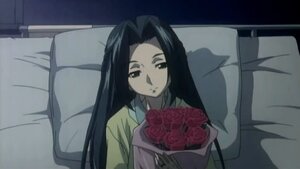 Rating: Safe Score: 0 Tags: 1girl bed black_hair bouquet flower holding human image indoors kakizaki_megu long_hair long_sleeves on_bed pillow red_flower red_rose rose screenshot solo User: admin