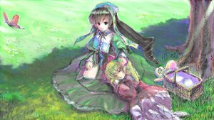 Rating: Safe Score: 0 Tags: 2girls blonde_hair brown_hair bug butterfly closed_eyes dress frills green_dress hinaichigo image insect long_hair long_sleeves multiple_girls outdoors pair red_dress shinku sleeping suiseiseki very_long_hair wings User: admin