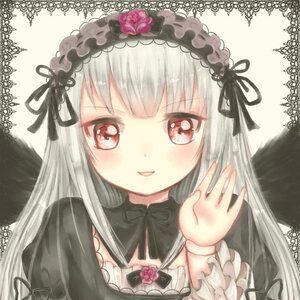 Rating: Safe Score: 0 Tags: 1girl artist_name bangs black_ribbon blush dated dress flower hairband image lolita_fashion long_hair long_sleeves looking_at_viewer ribbon rose signature silver_hair smile solo suigintou User: admin