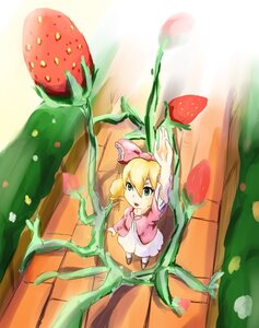 Rating: Safe Score: 0 Tags: 1girl apple blonde_hair bow cherry dress food fruit green_eyes hina_ichigo hinaichigo holding_fruit image in_food minigirl object_namesake pink_bow solo strawberry tomato tongue tongue_out watermelon User: admin