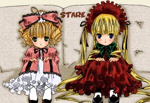 Rating: Safe Score: 0 Tags: 1girl blonde_hair blue_eyes blush bow dress frills hair_bow hina_ichigo hinaichigo image long_hair long_sleeves looking_at_viewer pair pink_bow red_dress shinku sitting twintails underwear User: admin