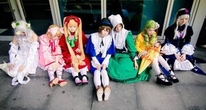 Rating: Safe Score: 0 Tags: 4girls blonde_hair bow brown_hair closed_eyes dress frills gloves hair_ornament hat long_hair long_sleeves multiple_boys multiple_girls pantyhose short_hair sitting User: admin