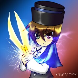 Rating: Safe Score: 0 Tags: 1girl brown_hair capelet electricity hat heterochromia image lightning long_sleeves looking_at_viewer red_eyes short_hair solo souseiseki User: admin