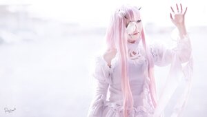 Rating: Safe Score: 0 Tags: 1girl artist_name bangs dress frills hair_ornament kirakishou long_hair pink_hair signature solo striped vertical_stripes white_dress User: admin