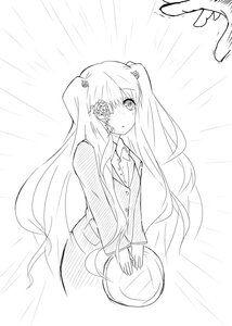 Rating: Safe Score: 0 Tags: 1girl blush emphasis_lines flower greyscale hair_flower hair_ornament hatsune_miku image jacket kirakishou long_hair long_sleeves looking_at_viewer monochrome rain skirt solo very_long_hair User: admin