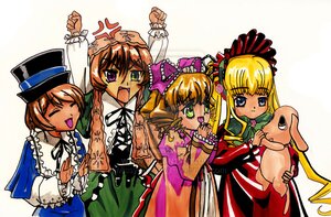Rating: Safe Score: 0 Tags: anger_vein angry blonde_hair blue_eyes bow brown_hair closed_eyes dress frills green_eyes hat heterochromia hina_ichigo image long_hair long_sleeves multiple multiple_girls open_mouth pink_bow shinku short_hair smile suiseiseki tagme twins very_long_hair wings User: admin
