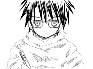 Rating: Safe Score: 0 Tags: 1boy closed_mouth glasses greyscale human looking_at_viewer monochrome sakurada_jun simple_background sketch solo spiked_hair upper_body white_background User: admin