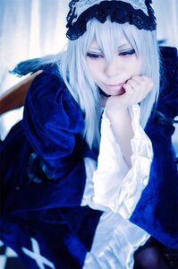 Rating: Safe Score: 0 Tags: 1girl bangs blue_eyes closed_mouth dress frills hair_between_eyes hairband half-closed_eyes long_hair long_sleeves looking_at_viewer puffy_sleeves smile solo suigintou User: admin