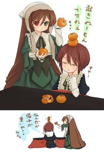 Rating: Safe Score: 0 Tags: 1girl 2girls brown_hair closed_eyes commentary_request dress food food_on_head frills fruit fruit_on_head hairband head_scarf heterochromia highres holding holding_food holding_fruit image kotatsu kumashiro long_hair mandarin_orange multiple_girls object_on_head orange pair pumpkin red_eyes rozen_maiden short_hair siblings sisters sleeping souseiseki suiseiseki table translated twins very_long_hair User: admin