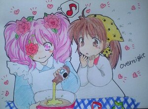 Rating: Safe Score: 0 Tags: 2girls ? eighth_note flower hair_flower hair_ornament image kirakishou multiple_girls musical_note photo pink_hair red_flower smile solo spoken_musical_note spoken_question_mark traditional_media twintails User: admin