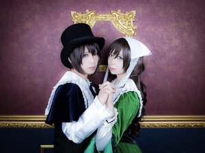Rating: Safe Score: 0 Tags: 2boys black_hair blue_eyes crossdressing hat heterochromia holding_hands interlocked_fingers multiple_cosplay red_eyes tagme User: admin