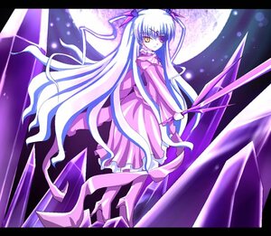 Rating: Safe Score: 0 Tags: 1girl barasuishou black_border crystal dress full_moon hair_ribbon image letterboxed long_hair long_sleeves looking_at_viewer moon night pillarboxed ribbon sky solo standing two_side_up very_long_hair windowboxed yellow_eyes User: admin