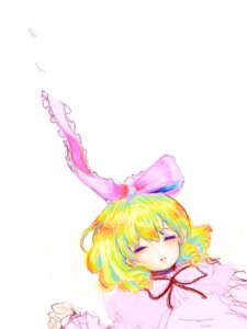 Rating: Safe Score: 0 Tags: 1girl blonde_hair bow closed_eyes flower hina_ichigo hinaichigo image medicine_melancholy ribbon short_hair solo striped striped_background User: admin