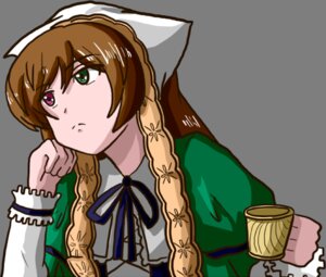 Rating: Safe Score: 0 Tags: 1girl black_background braid brown_hair closed_mouth dress frills green_dress green_eyes head_scarf heterochromia image long_hair long_sleeves ribbon simple_background solo suiseiseki transparent_background twin_braids upper_body User: admin