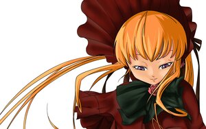 Rating: Safe Score: 0 Tags: 1girl auto_tagged blonde_hair bonnet bow bowtie dress green_neckwear image long_hair long_sleeves looking_at_viewer red_dress shinku sidelocks simple_background solo upper_body white_background User: admin