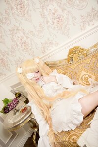 Rating: Safe Score: 0 Tags: 1girl blonde_hair cake closed_eyes dress flower food fruit hair_flower hair_ornament kirakishou lace long_hair rose sitting solo very_long_hair white_dress white_flower white_rose User: admin