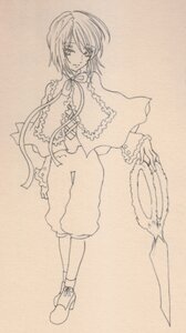 Rating: Safe Score: 0 Tags: 1girl auto_tagged capelet frills full_body image long_sleeves monochrome shoes short_hair simple_background solo souseiseki standing User: admin