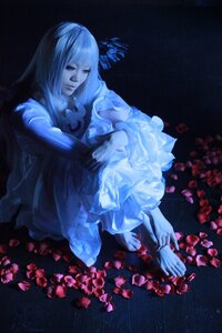 Rating: Safe Score: 0 Tags: 1girl barefoot closed_eyes closed_mouth dress flower long_hair sitting solo suigintou User: admin